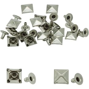 WHYHKJ 100PCS 10mm Silver Spike Rivet Pyramid Rapid Rivet Studs Glam Rock Biker Nailheads Leathercraft Decorations