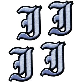 White Gothic Old English Iron on Letter Patches A-Z 2" Embroidered Heat Transfer/Sew on Varsity Initial Vintage Alphabet Felt Letters Monogram Custom Name Patch for Clothing Letterman Jacket