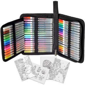 Glitter Gel Pens for Coloring, 48 Pack Gel Ink Pens Set with Portable Travel Case for Kids, Adult Coloring Books, Drawing, Doodling, Crafting, Back to School Art Supplies (48 Glitter Colors)