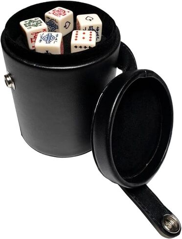 Black Leatherette Deluxe Dice Cup With Storage Compartment for Included Poker Dice Set in Saudi Arabia