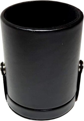 Black Leatherette Deluxe Dice Cup With Storage Compartment for Included Poker Dice Set in Saudi Arabia