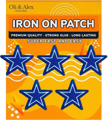 Iron On Patches Premium Quality - Extra Strong Glue - Blue Star Cute Patch for Clothes - 10 pcs Iron On Patch Embroidered Patches for Jackets Jeans Shoes Backpacks Bags - Sew On - Applique Star A-94 in Kuwait