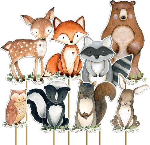 قطع مركزية للغابات لديكورات استحمام الطفل في الغابة 16 قطعة ديكور طاولة جانبية مزدوجة ديكورات الغابات موضوع حفلة عيد الميلاد in Kuwait