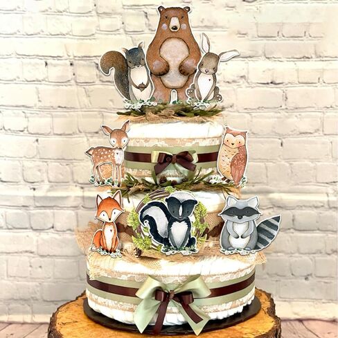 قطع مركزية للغابات لديكورات استحمام الطفل في الغابة 16 قطعة ديكور طاولة جانبية مزدوجة ديكورات الغابات موضوع حفلة عيد الميلاد in Kuwait