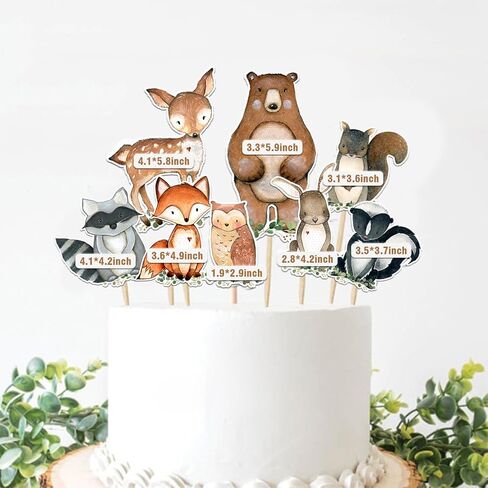 قطع مركزية للغابات لديكورات استحمام الطفل في الغابة 16 قطعة ديكور طاولة جانبية مزدوجة ديكورات الغابات موضوع حفلة عيد الميلاد in Kuwait