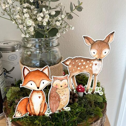 قطع مركزية للغابات لديكورات استحمام الطفل في الغابة 16 قطعة ديكور طاولة جانبية مزدوجة ديكورات الغابات موضوع حفلة عيد الميلاد in Kuwait