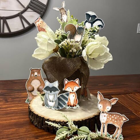 قطع مركزية للغابات لديكورات استحمام الطفل في الغابة 16 قطعة ديكور طاولة جانبية مزدوجة ديكورات الغابات موضوع حفلة عيد الميلاد in Kuwait