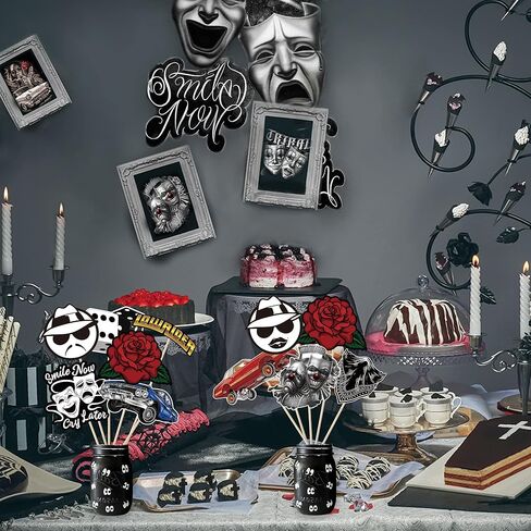 Adval9Vram 30Pcs Cholo Party Table Decorations Cholo Early 2000s Party Table Centerpieces Teen Cholo Themed Party Tabletop, Cholo Style Old School Birthday Party Table Decor Birthday Gifts Supplies in Kuwait