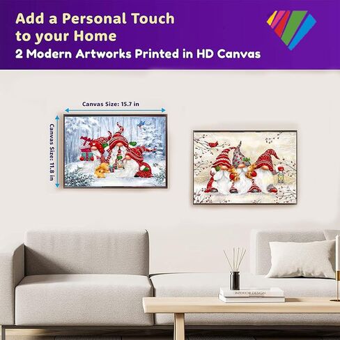 OFRKE 2-Piece Christmas Diamond Painting Kits for Adults,Gnomes Diamond Art Full Drill Round Gem Art 5D Diamond Dots Suitable Home Wall Decor 12"x12" in Kuwait