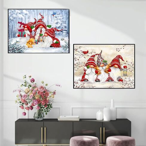 OFRKE 2-Piece Christmas Diamond Painting Kits for Adults,Gnomes Diamond Art Full Drill Round Gem Art 5D Diamond Dots Suitable Home Wall Decor 12"x12" in Kuwait