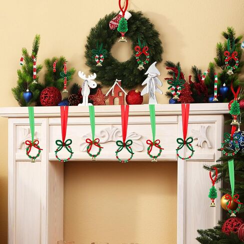 Poen 6200 Piece Christmas Beaded Ornament Kit Christmas Ornament Craft Kit 5400 Tri Beads for Craft 500 Christmas Beads 200 Chenille Stem 100 Bell 148 Feet Ribbon for DIY Craft Xmas Tree Decor in Saudi Arabia