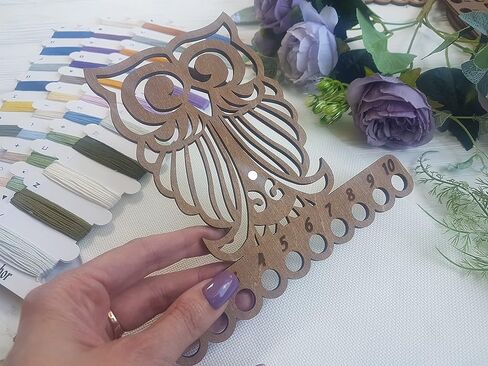 Thread Organizer Double Sided Wooden Mouline Holder Embroidery Thread Storage Cross Stitch Accessories Sewing Floss Thread Keeper (FLZ-017) in Kuwait