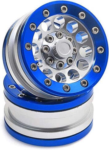MOHERO 1.9" Alloy Beadlock Crawler Wheels Rims Set for RC 1/10 Model Crawler SCX10 Pack of 4 (Silver) in Saudi Arabia