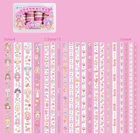 مجموعة شريط واشي اللطيفة، 20 لفة من شريط كاواي واشي الوردي لمستلزمات سجل القصاصات، لوازم اليوميات، الحرف اليدوية للأطفال، تغليف الهدايا، مجلة رصاصة in Kuwait