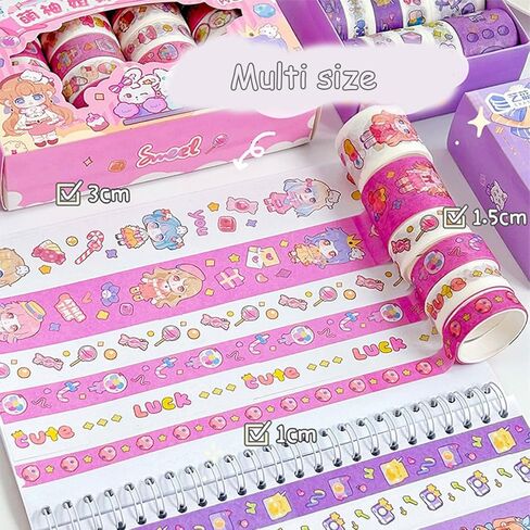 مجموعة شريط واشي اللطيفة، 20 لفة من شريط كاواي واشي الوردي لمستلزمات سجل القصاصات، لوازم اليوميات، الحرف اليدوية للأطفال، تغليف الهدايا، مجلة رصاصة in Kuwait