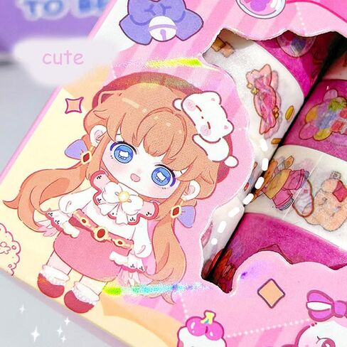 مجموعة شريط واشي اللطيفة، 20 لفة من شريط كاواي واشي الوردي لمستلزمات سجل القصاصات، لوازم اليوميات، الحرف اليدوية للأطفال، تغليف الهدايا، مجلة رصاصة in Kuwait