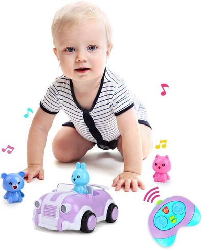 ألعاب سيارات تعمل بالتحكم عن بعد للفتيات والأطفال، لعبة سيارة كرتونية تعمل بالتحكم عن بعد مع موسيقى وأضواء صغيرة 3 دمى ألعاب سيارات هدايا للأطفال الصغار in Kuwait