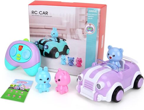 ألعاب سيارات تعمل بالتحكم عن بعد للفتيات والأطفال، لعبة سيارة كرتونية تعمل بالتحكم عن بعد مع موسيقى وأضواء صغيرة 3 دمى ألعاب سيارات هدايا للأطفال الصغار in Kuwait