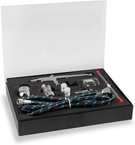 طقم رشاش هواء مزدوج الحركة 0.3 مم من ساجارد مع إبر فوهات 0.2 مم 0.5 مم وأغطية هوائية وخرطوم ومحول وفلتر بخاخة صغيرة للرسم الفني in Kuwait