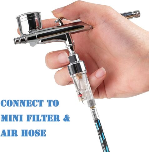 طقم رشاش هواء مزدوج الحركة 0.3 مم من ساجارد مع إبر فوهات 0.2 مم 0.5 مم وأغطية هوائية وخرطوم ومحول وفلتر بخاخة صغيرة للرسم الفني in Kuwait