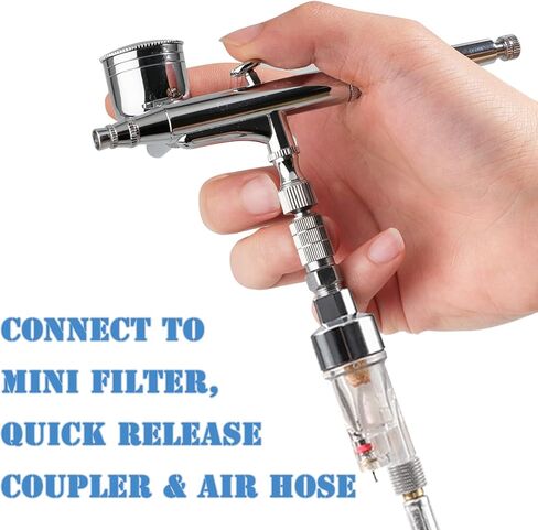 طقم رشاش هواء مزدوج الحركة 0.3 مم من ساجارد مع إبر فوهات 0.2 مم 0.5 مم وأغطية هوائية وخرطوم ومحول وفلتر بخاخة صغيرة للرسم الفني in Kuwait