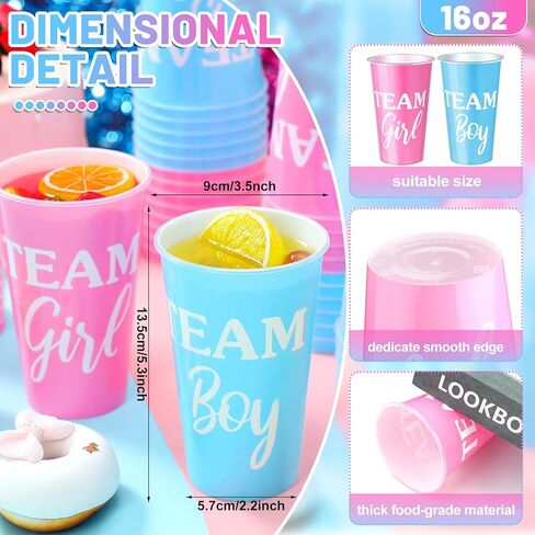 Lallisa 100 Pack Plastic Team Boy Team Girl Gender Reveal Cups Gender Reveal Party Plastic Cups Pink and Blue Boy or Girl Gender Reveal Party Supplies Baby Shower Gender Reveal Decorations in Saudi Arabia