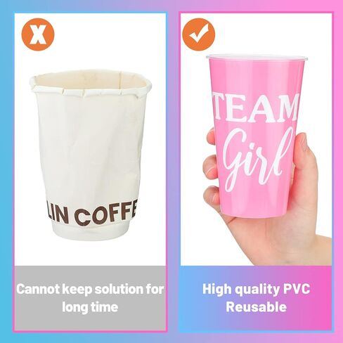 Lallisa 100 Pack Plastic Team Boy Team Girl Gender Reveal Cups Gender Reveal Party Plastic Cups Pink and Blue Boy or Girl Gender Reveal Party Supplies Baby Shower Gender Reveal Decorations in Saudi Arabia