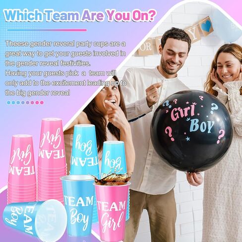 Lallisa 100 Pack Plastic Team Boy Team Girl Gender Reveal Cups Gender Reveal Party Plastic Cups Pink and Blue Boy or Girl Gender Reveal Party Supplies Baby Shower Gender Reveal Decorations in Saudi Arabia