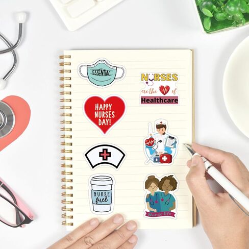Nurse Stickers 100PCS Nursing Stickers Gifts,Nurse Accessories,Nurse Stickers for Water Bottles,Medical Stickers,Nurse Accessories for Work,Nurses Week Stickers,Nurses Day in Kuwait