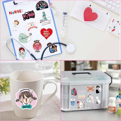 Nurse Stickers 100PCS Nursing Stickers Gifts,Nurse Accessories,Nurse Stickers for Water Bottles,Medical Stickers,Nurse Accessories for Work,Nurses Week Stickers,Nurses Day in Kuwait