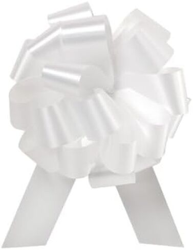 Wedding White Pull String Bows - 8 Inch Wide 20 Loops Large (2 and 1/2 Inch Ribbon) Set of 10 by A1 bakery supplies in Saudi Arabia