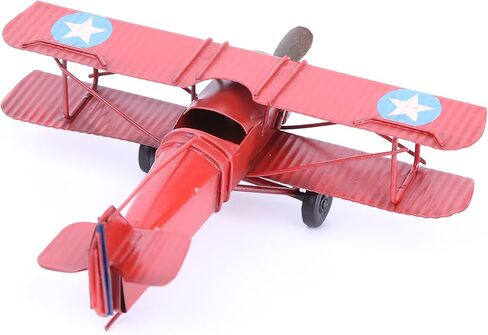 Vintage Retro Wrought Metal Iron Biplane Plane Aircraft Handicraft Models - Photo Props Home Decor/Ornament/Souvenir (Red) in Kuwait