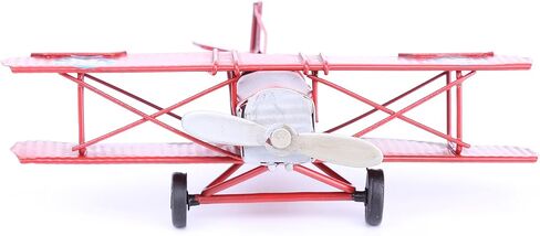 Vintage Retro Wrought Metal Iron Biplane Plane Aircraft Handicraft Models - Photo Props Home Decor/Ornament/Souvenir (Red) in Kuwait