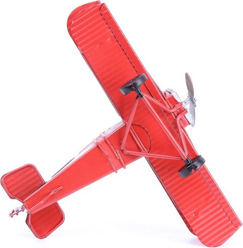 Vintage Retro Wrought Metal Iron Biplane Plane Aircraft Handicraft Models - Photo Props Home Decor/Ornament/Souvenir (Red) in Kuwait