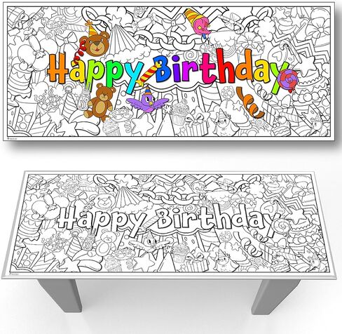 Young N Refined Custom Birthday Party Coloring page table cloth activity with Personalized Name (72x30 Custom) in Kuwait