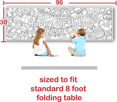 Young N Refined Custom Birthday Party Coloring page table cloth activity with Personalized Name (72x30 Custom) in Kuwait