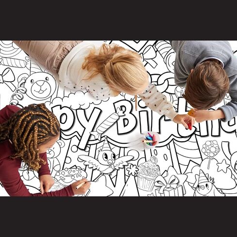 Young N Refined Custom Birthday Party Coloring page table cloth activity with Personalized Name (72x30 Custom) in Kuwait