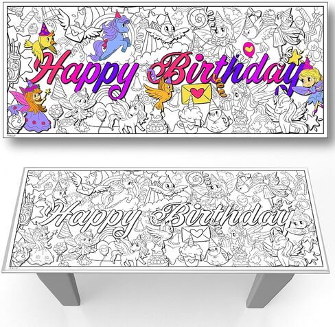 Young N Refined Custom Birthday Party Coloring page table cloth activity with Personalized Name (72x30 Custom) in Kuwait