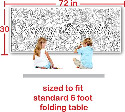 Young N Refined Custom Birthday Party Coloring page table cloth activity with Personalized Name (72x30 Custom) in Kuwait