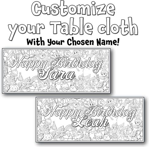 Young N Refined Custom Birthday Party Coloring page table cloth activity with Personalized Name (72x30 Custom) in Kuwait