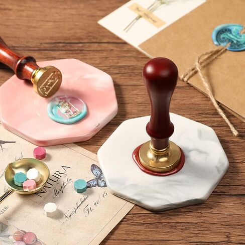 Merry Christmas Wax Seal Stamp Set, 6 Pieces Sealing Stamps Copper Seals 1 Wood Handle, Waxing Seal Stamp Kit for Cards Envelopes Invitations Wine Packages in Saudi Arabia