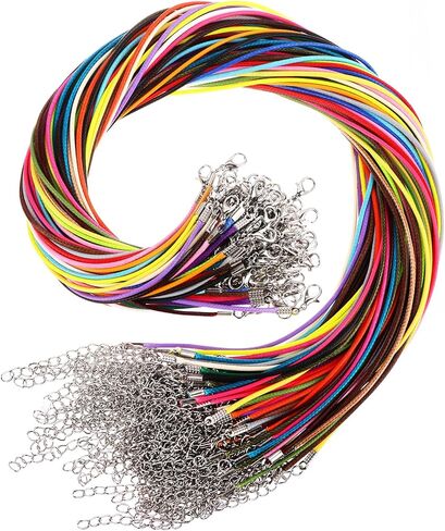 مجموعة من 100 قطعة من الحبال القطنية المشمع بألوان متنوعة مع مشبك لصنع المجوهرات 50.8 سم من نوكسوس بروز in Kuwait