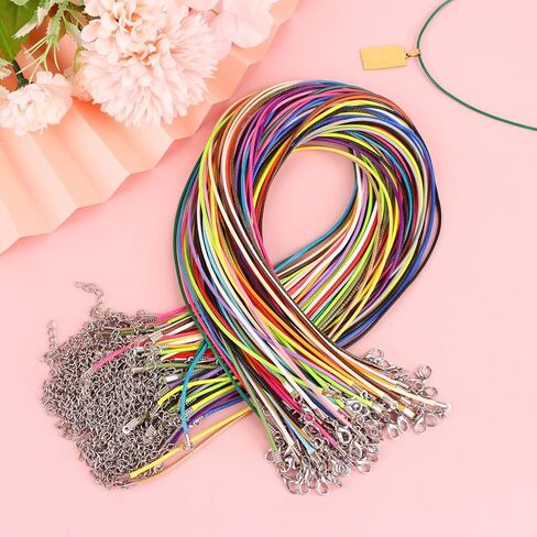 مجموعة من 100 قطعة من الحبال القطنية المشمع بألوان متنوعة مع مشبك لصنع المجوهرات 50.8 سم من نوكسوس بروز in Kuwait