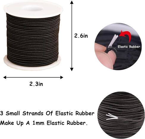 Elastic Bracelet String Cord for Jewelry Making Supplies - Perfect for Beads, Nylon Friendship Bracelets, DIY Crafts, Evil Eye, and Gift Packaging - 328 FT/Roll, Black(2MM). in Saudi Arabia