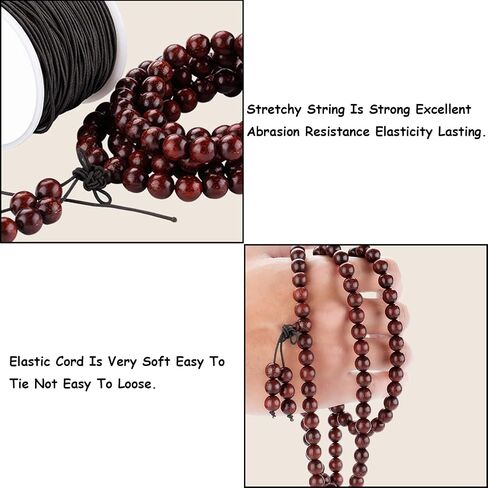 Elastic Bracelet String Cord for Jewelry Making Supplies - Perfect for Beads, Nylon Friendship Bracelets, DIY Crafts, Evil Eye, and Gift Packaging - 328 FT/Roll, Black(2MM). in Saudi Arabia