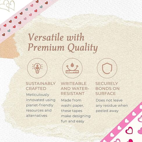 مجموعة أشرطة واشي على شكل قلوب من سيرين ديزاينز (ذهبي وردي) in Kuwait