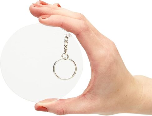 20-Pack 3.5-Inch Clear Round Acrylic Keychain Blanks, 1/8-Inch Thick Plastic Circles with 10 Metal Chains, Rings, and Clasps for Custom Keychains, Christmas Tree Ornaments, Crafting and Art Supplies in Saudi Arabia