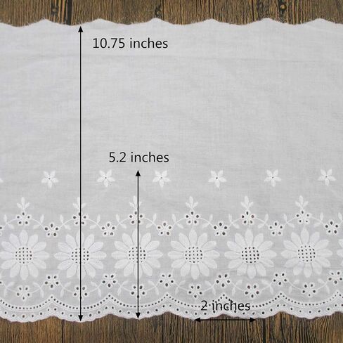 Trimscraft 4 ياردة صدفية ثقب الشريط القطن تقليم النسيج مطرز 10 3/4 بوصة واسعة in Kuwait