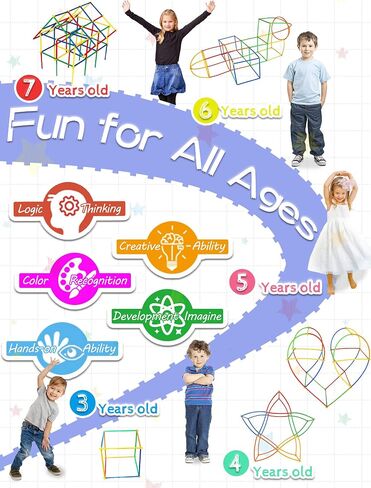 600PCS STEM Building Toys, Straw Constructor Toys Up Grade Engineering Building Sets for Kids Develops Motor Skills and Logic Thinking, Fun Educational Toy Great for Gift in Saudi Arabia
