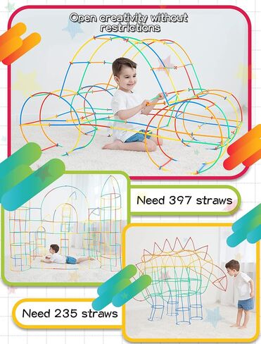 600PCS STEM Building Toys, Straw Constructor Toys Up Grade Engineering Building Sets for Kids Develops Motor Skills and Logic Thinking, Fun Educational Toy Great for Gift in Saudi Arabia
